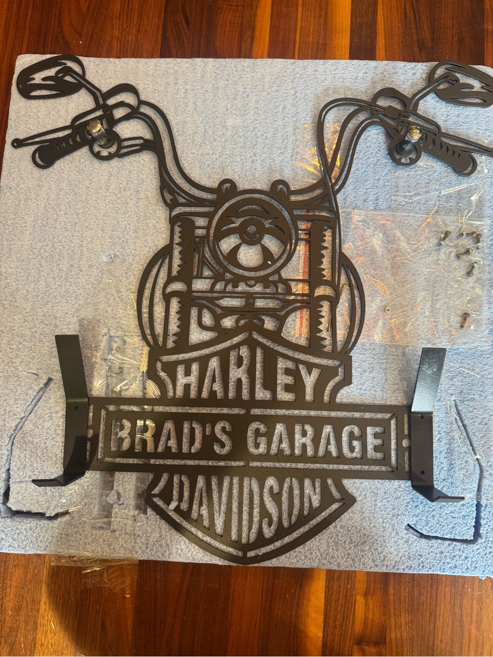 Harley Davidson metal sign with the name “Brad” 19” x 19”.